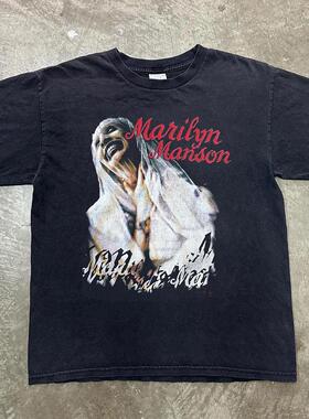 玛丽莲曼森Marilyn Manson重金属哥特摇滚美式复古VTG高街短袖T恤