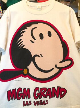 mgm grand las vegas复古短袖男女ins超火潮牌overszie街头T恤