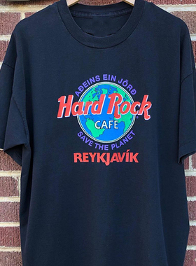 hardrock Reykjavik重磅棉摇滚风短袖潮牌OS风宽松街头T恤男女