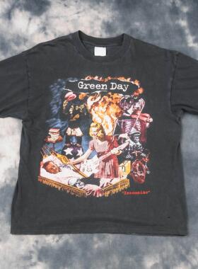 Green Day绿日乐队美式复古朋克摇滚短袖vibe高街休闲潮牌纯棉T恤