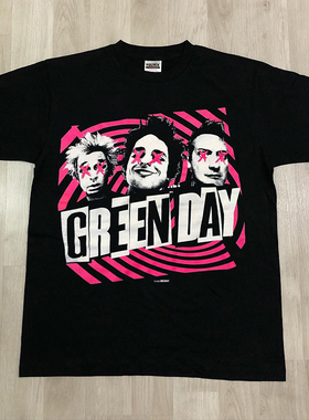 greenday绿日朋克乐队美式复古vtg高街休闲潮流落肩重磅棉短袖t恤
