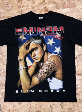 Eminem埃米纳姆欧美高街Y2K人像印花vintage复古短袖男女质感T恤