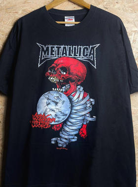 METALLICA金属乐队美式复古vintage高街嘻哈潮牌落肩重磅短袖T恤