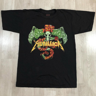 Metallica金属乐队美式复古摇滚短袖Vintage高街潮牌落肩纯棉T恤