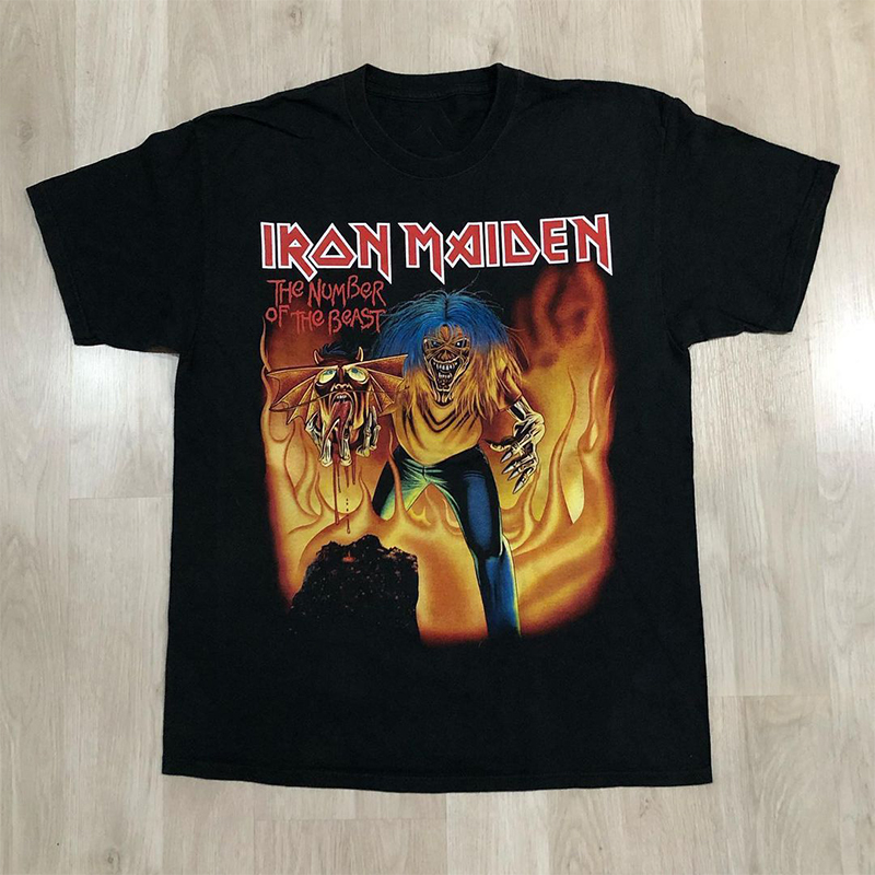 Iron Maiden铁娘子乐队短袖T恤男女情侣款高街复古潮牌小领口半袖