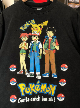 Pokémon精灵宝可梦卡通动漫印花短袖cityboy日系休闲复古纯棉T恤