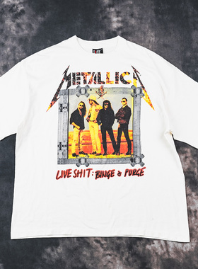 Metallica金属乐队美式复古摇滚短袖vintage高街潮牌重磅纯棉t恤