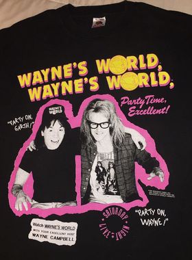 Wayne's World短袖T恤男女情侣款ins超火潮牌oversize高街休闲棉