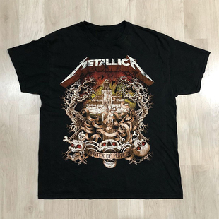 METALLICA金属乐队美式复古摇滚短袖VTG高街潮牌痞帅重磅棉T恤男