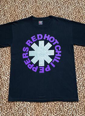 美式复古红辣椒乐队摇滚印花短袖vintage高街潮牌重磅纯棉t恤男女