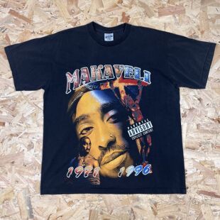 2Pac图派克西海岸匪帮说唱Oldschool嘻哈痞帅潮牌复古纯棉短袖T恤