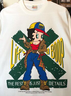 BettyBoop贝蒂小姐潮牌美潮复古短袖男女OS风古着感宽松T恤男女