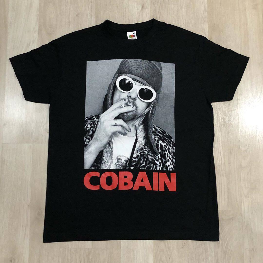 kurt donald cobain科特柯本人像印花短袖vtg高街美式复古潮牌t恤