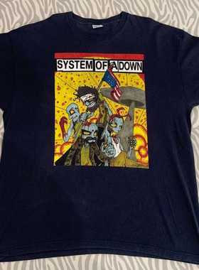 System Of A Down摇滚乐队另类金属vtg高街潮牌美式复古短袖T恤棉