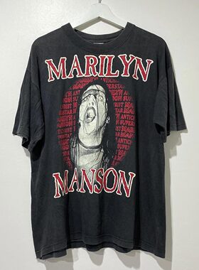 Marilyn Manson玛丽莲曼森人物印花短袖VTG高街美式复古潮牌T恤棉
