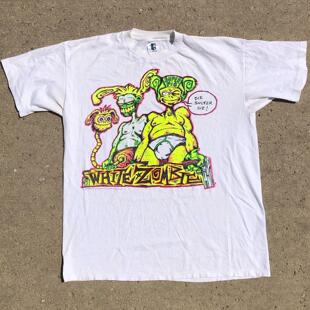 White Zombie白僵尸乐队美式复古vintage高街休闲潮牌纯棉短袖T恤