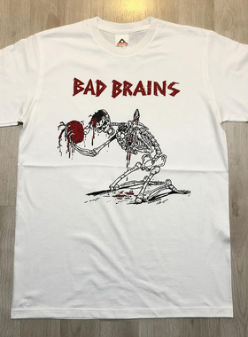Bad Brains坏脑乐队硬核朋克骷髅印花短袖VTG高街美式复古潮牌T恤