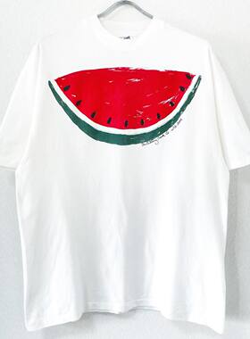 小众潮牌设计师水果西瓜印花短袖男女情侣装圆领简约百搭纯棉T恤