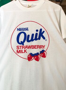 QUIK趣味印花短袖T恤男女情侣款vintage高街美式休闲潮牌纯棉半袖