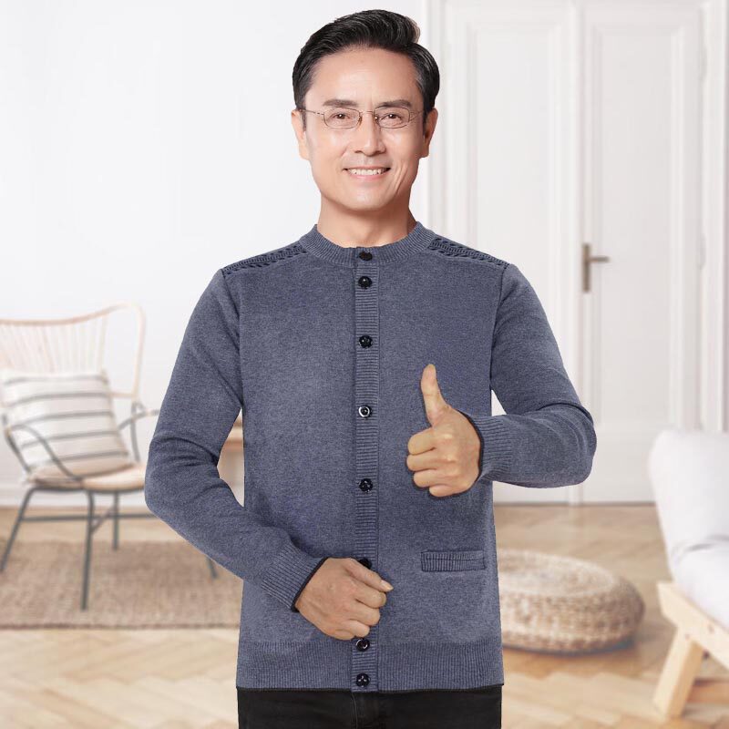 아빠의 스웨터에 벨벳과 두꺼운 할아버지의 겨울 코트 루즈한 노인 니트 가디건 중년 및 노년 남성 니트 스웨터