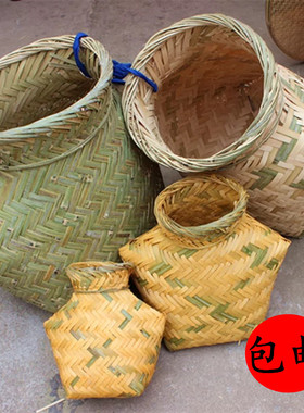 竹制品竹箩采茶篓小茶纯手工竹编