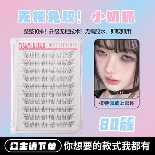 大容量免胶细软呼吸感小奶狐假睫毛自然狐系斜飞款 新手 轻盈分段式