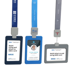 DEZHI 橡胶证件卡套易拉扣挂绳定制伸缩扣员工胸牌工牌厂牌定做工作胸卡套工作牌软挂脖姓名标识双面透明挂套