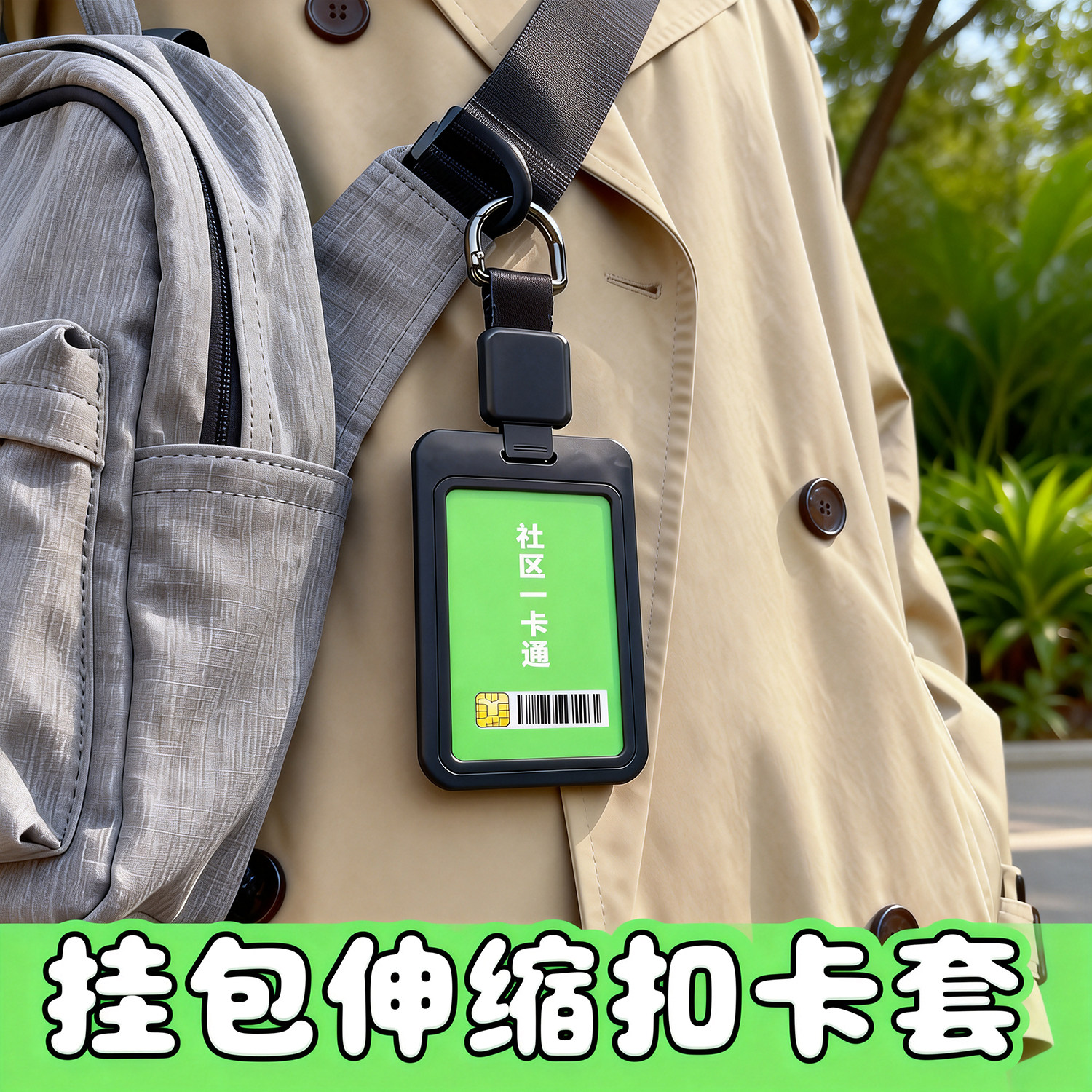 伸缩卡套挂包包校园学生饭卡出入门禁卡保护壳卡套挂书包背包腰包工牌身份证可伸缩公交卡防丢方便刷卡弹簧扣