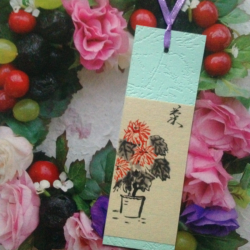 中国风梅兰竹菊-【菊花】精致书签 仿古创意礼品 手工手绘原创