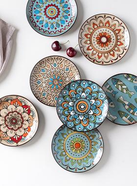 碟子吐骨头盘碟 家用6寸小盘子釉下彩陶瓷骨碟分餐盘点心盘A16121