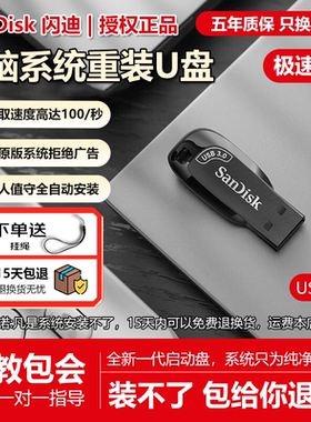 闪迪USB3.2系统U盘一键重装机Win11/10/7专业纯净电脑PE启动优盘