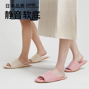日本高端情侣棉麻拖鞋 2025新款 木地板静音软底防滑亚麻拖鞋 女四季