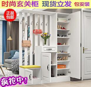 带穿衣镜的门厅柜木制衣服柜子储物柜高立鞋柜屏风玄关进门柜一体