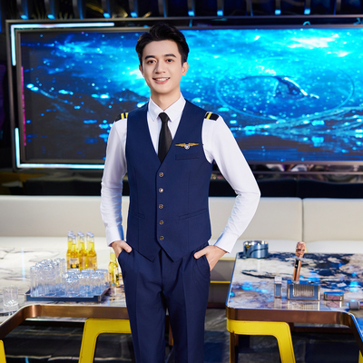 星级酒店音乐餐厅高级会所服务员工作服马甲套装酒吧商K少爷服装