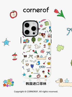 cornerof原创磁吸韩国进口菲林适用iPhone16promax手机壳15pro苹果14pro可爱13全包12二合一新款高级插画17