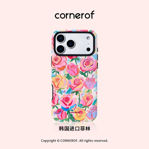cornerof磁吸韩国进口菲林适用iPhone17promax手机壳苹果16pro原创15pro二合一14新款高级女春天花朵