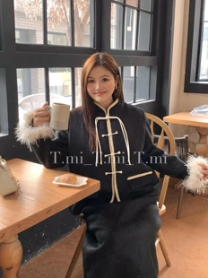 双色！ 大萝莉大码新年加绒套装中华风显瘦两件套胖MM200斤盘扣