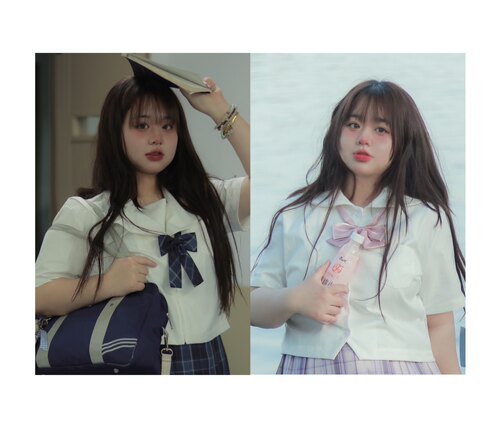 大码白无本水手服jk关西襟子母线