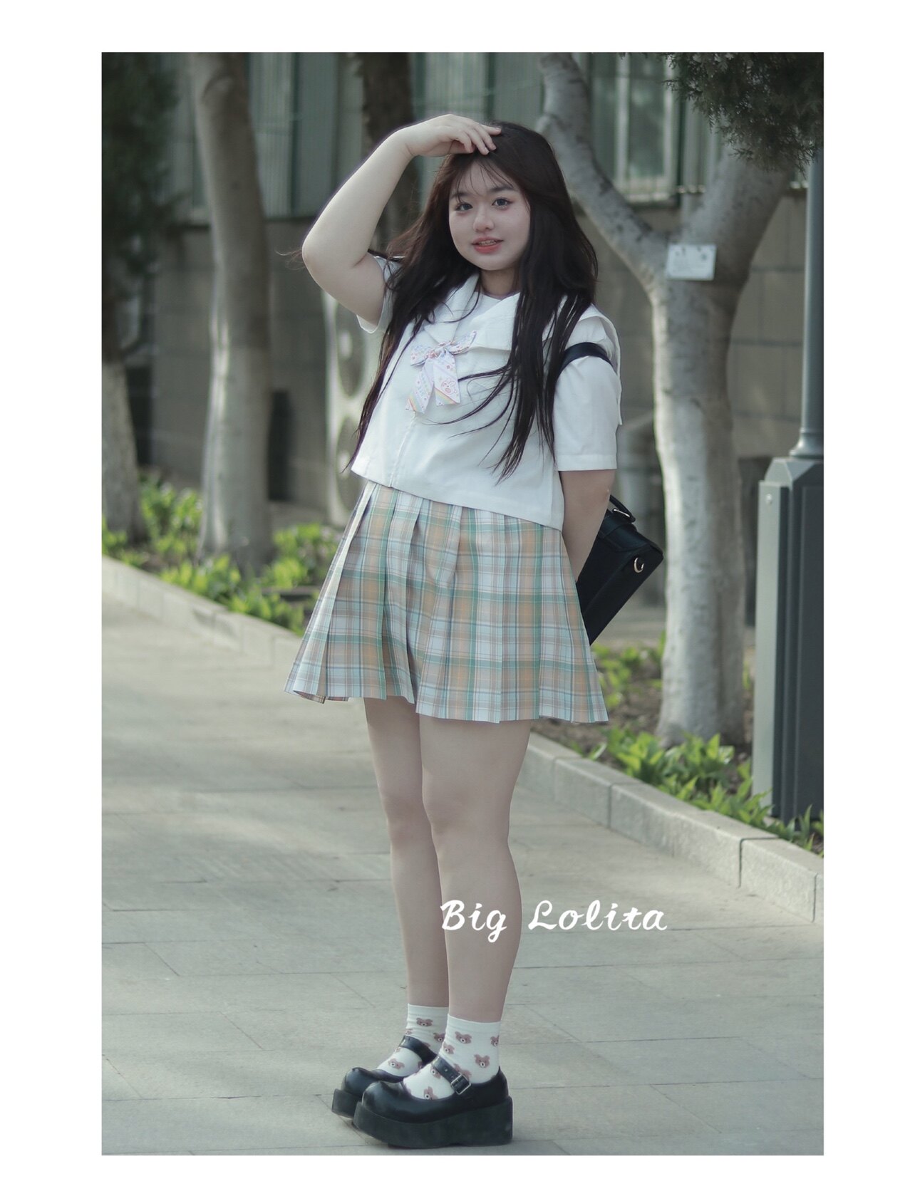 原创胖mm显瘦百褶裙学院风jk制服图片