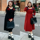 订婚婚礼连衣裙秋蝴蝶结显瘦微胖长裙敬酒服胖MM200斤 大萝莉大码