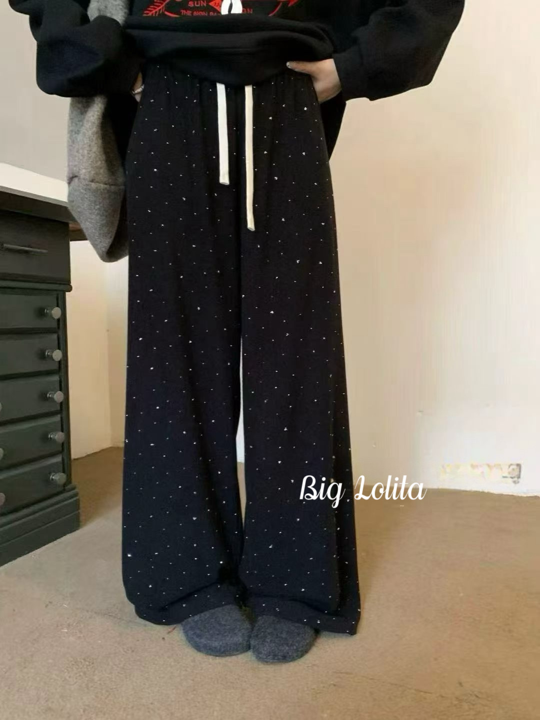 三色星空烫钻裤！大码秋冬显瘦长裤200斤休闲加绒加厚阔腿裤胖MM,女装/女士精品,卫裤,淘宝优惠券,粉丝福利购,淘宝优惠卷