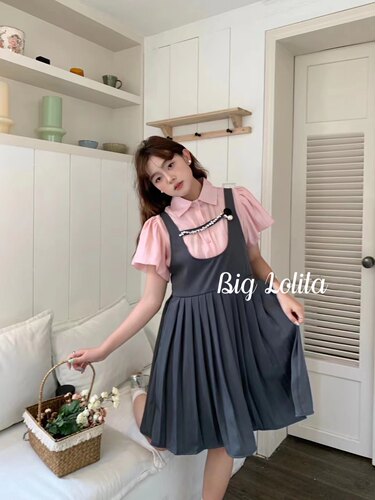 两件套减龄大码背带裙