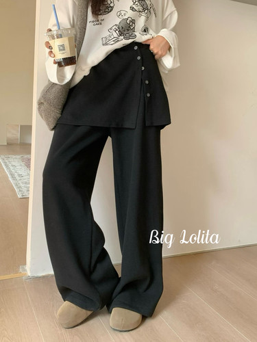 屁帘加绒糯米裤！大码秋冬显瘦长裤200斤休闲加绒加厚喇叭裤胖MM