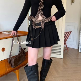 复古半身裙女美拉德性感辣妹百褶短裙200斤 大码 7折 送毛毛腰带