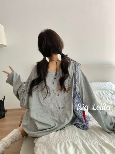 T恤斜肩防晒罩衫 长短袖 上衣 宽松镂空刺绣kt大版 小喵lovely～大码