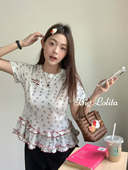 木耳边KT 大萝莉大码 胖mm韩版 5折清仓 宽松显瘦短袖 T恤200斤