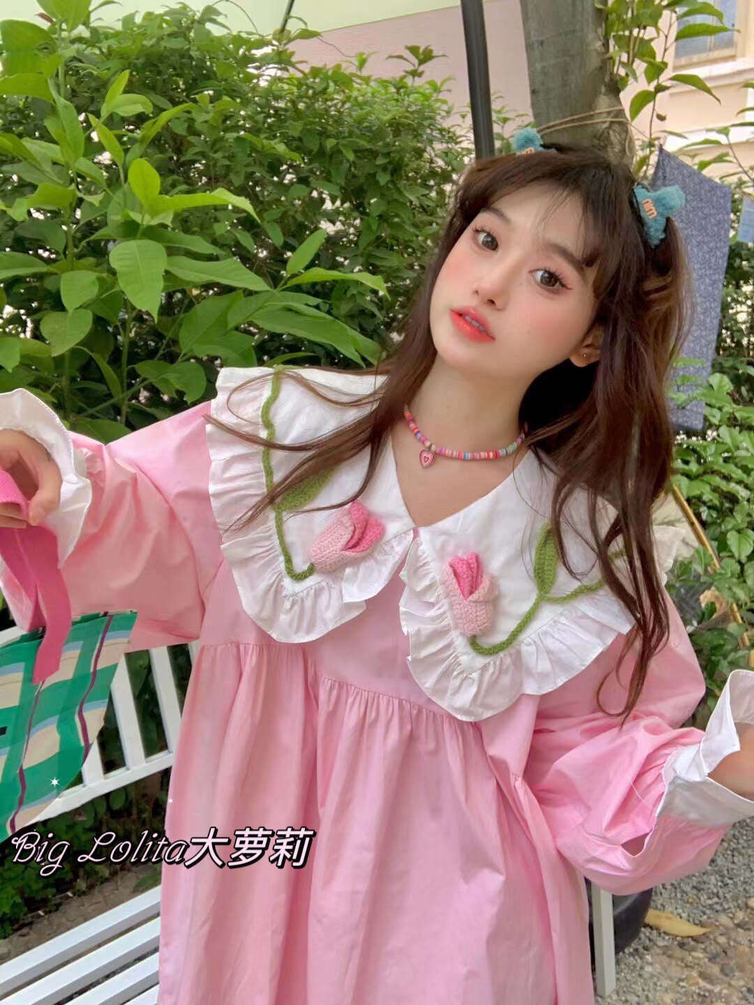 大萝莉大码彩色连衣裙可爱甜美软妹春季新款裙子胖MM200斤野餐裙