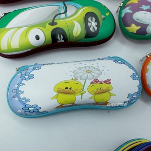 儿童近视镜收纳盒太阳镜EVA拉链盒软皮质学生可爱卡通儿童眼镜盒