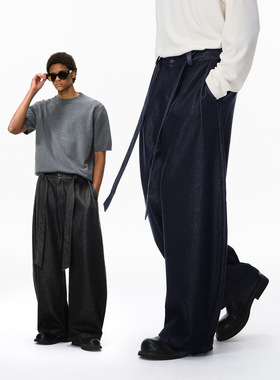 UNF 阔腿弯刀裤25秋季新品潮牌美式复古宽带牛仔裤休闲长裤送腰带