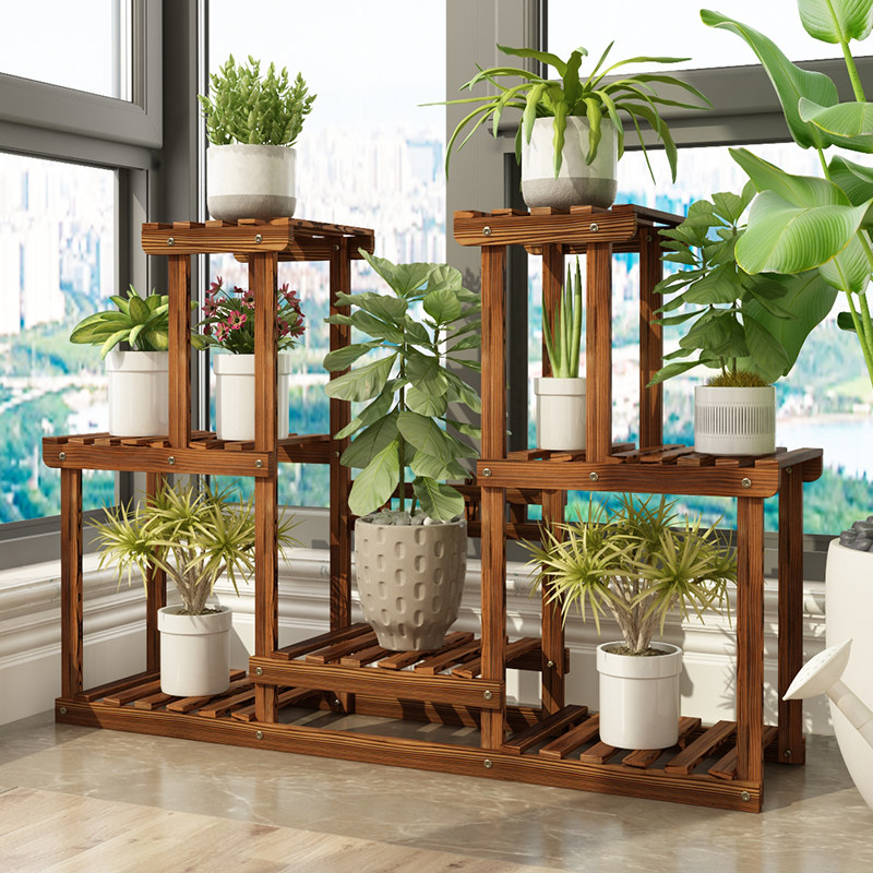 森特玛花架实木多层室内轻奢家用